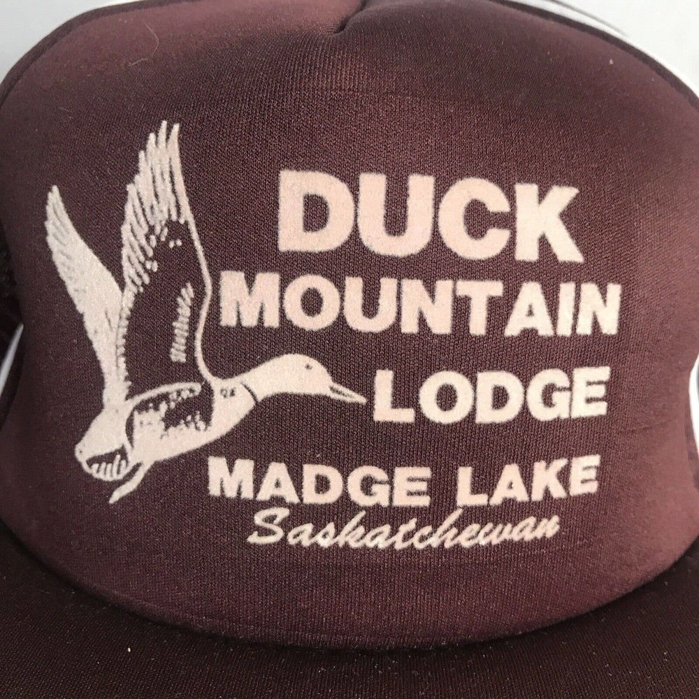Vtg Duck Mountain Lodge Madge Lake Saskatchewan Canada Purple SnapBack Hat P1 - Picture 3 of 12